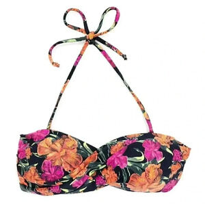 Summer Floral Bandeau Swimsuit Top Size Small Halter‎ Bathing Suit Beach Top